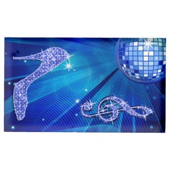Blue Disco Ball And Stiletto Table Number Holder by Sarah_Designs at Zazzle