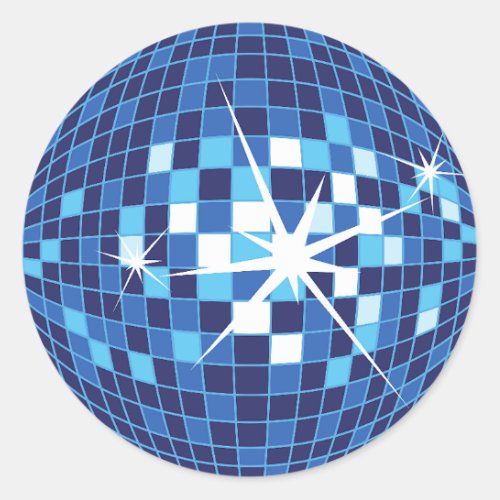 Blue Disco Ball Pattern Classic Round Sticker