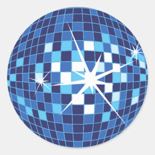 Blue Disco Ball Pattern Classic Round Sticker