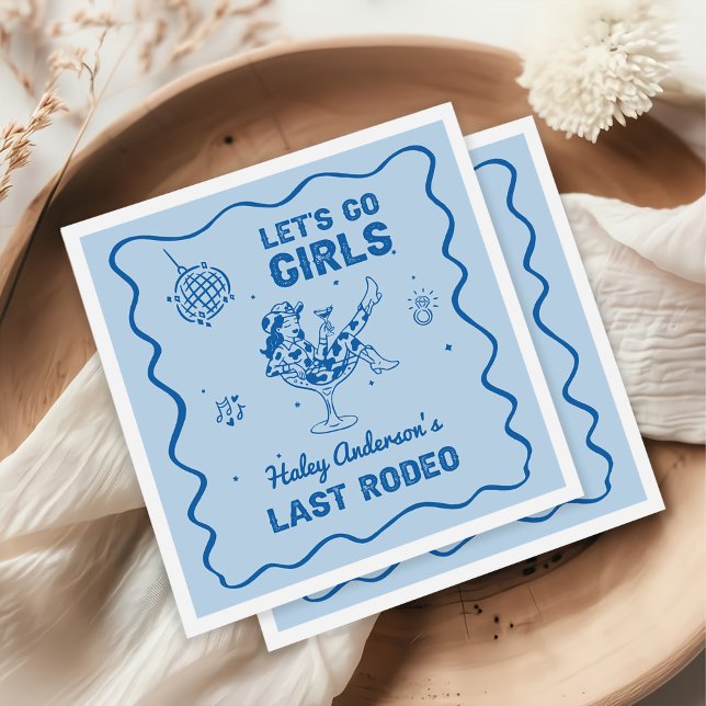 Blue Disco Cowgirl Rodeo Bachelorette Weekend Napkins (Creator Uploaded)