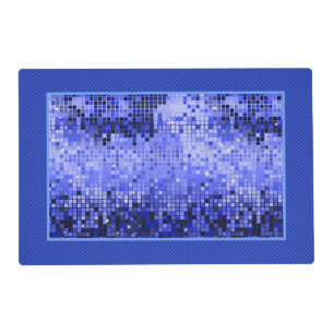 Blue Disco Glitter Texture Blue frame Placemat
