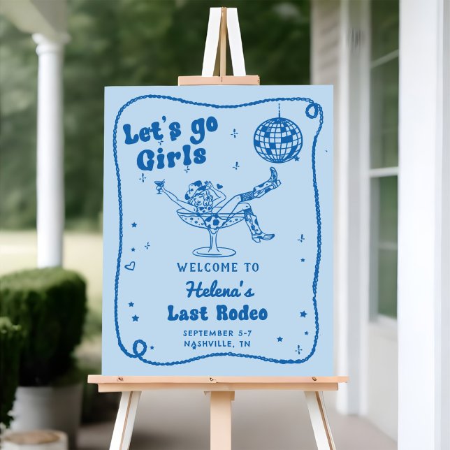 Blue Disco Rodeo Cowgirl Bachelorette Welcome Sign (Creator Uploaded)