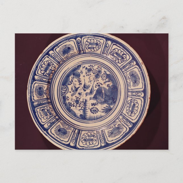 Blue dish, deriving from a late Ming Export Postcard (Front)