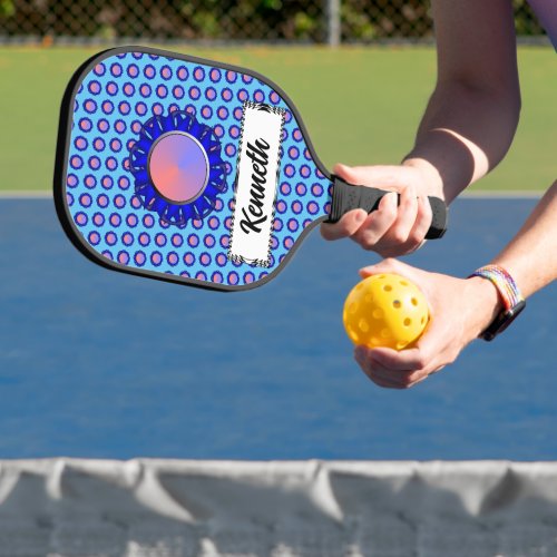 Blue Disk Ribbon by Kenneth Yoncich Pickleball Paddle
