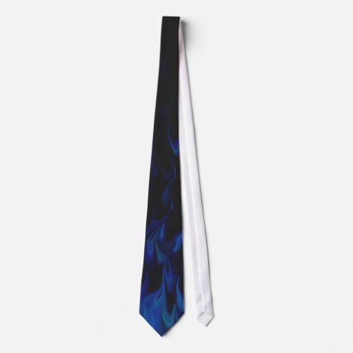 Blue Distorted Fire Digital Art Neck Tie