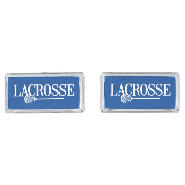 Blue Distressed Lacrosse Cufflinks (Front)