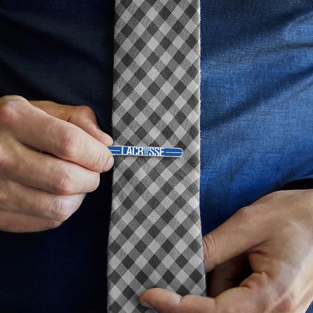 Blue Distressed Lacrosse Silver Finish Tie Bar (Creator Uploaded)