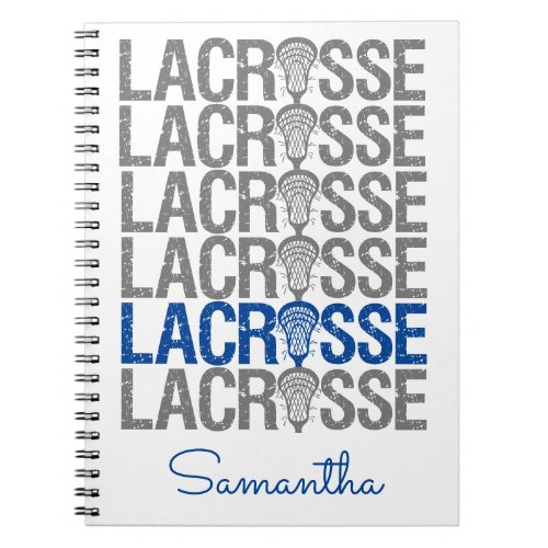 Blue Distressed Lacrosse Word Notebook