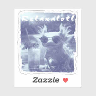 Blue Distressed Relaxalotl Axolotl Sticker
