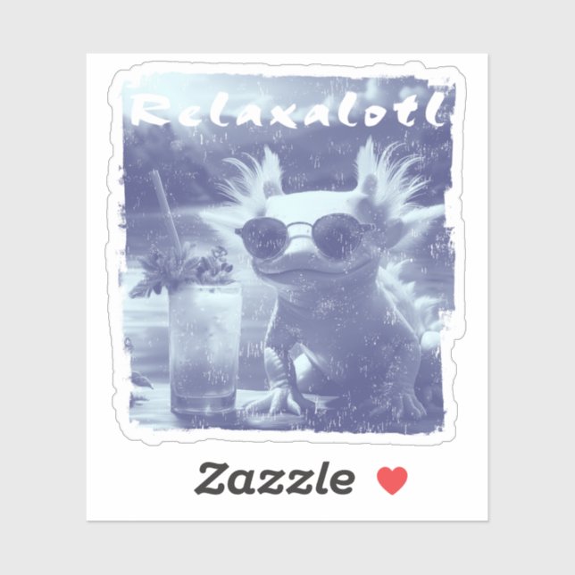 Blue Distressed Relaxalotl Axolotl Sticker (Sheet)