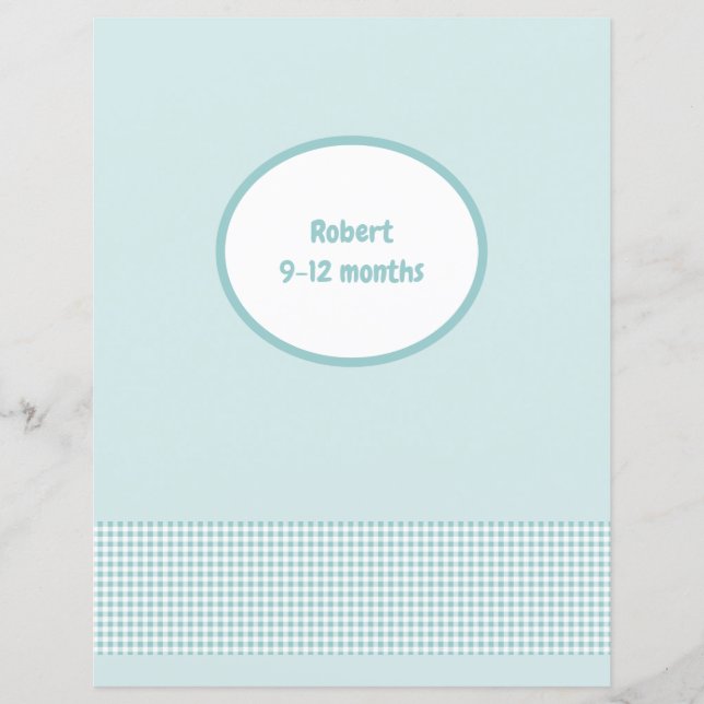 Blue Divider Page Gingham Baby Photo Album Insert (Front)