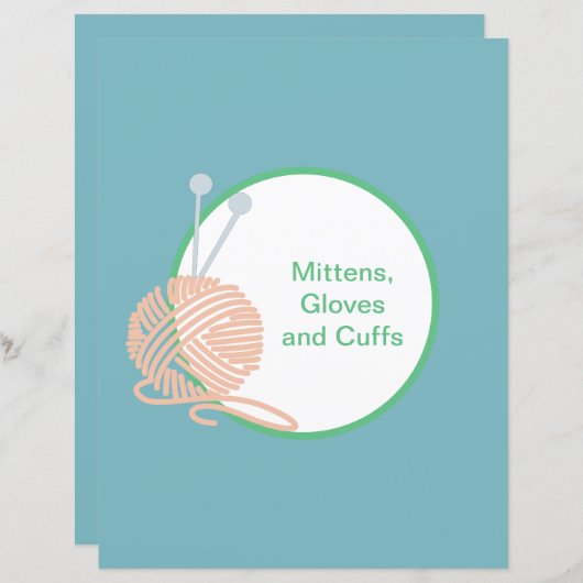 Blue Divider Page - Knitting Pattern Binder Insert (Front/Back)