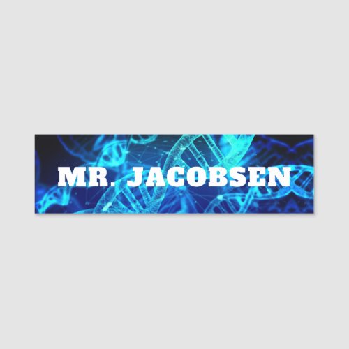 Blue DNA Forensic Science Name Tag