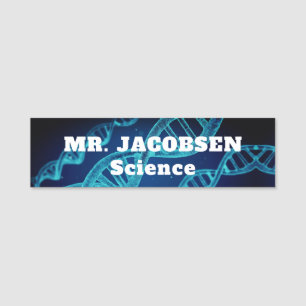 Blue DNA Science Teacher Name Tag