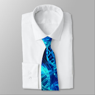 Blue DNA Strands on Blue Neck Tie