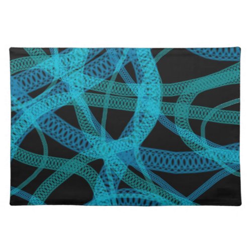 Blue DNA Strands Science Abstract Pattern Cloth Placemat