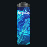 Blue DNA Strands Science Thermal Tumbler<br><div class="desc">Blue DNA strands on a dark blue background make a fun scientific design.</div>
