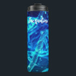 Blue DNA Strands Science Thermal Tumbler<br><div class="desc">Blue DNA strands on a dark blue background make a fun scientific design.</div>