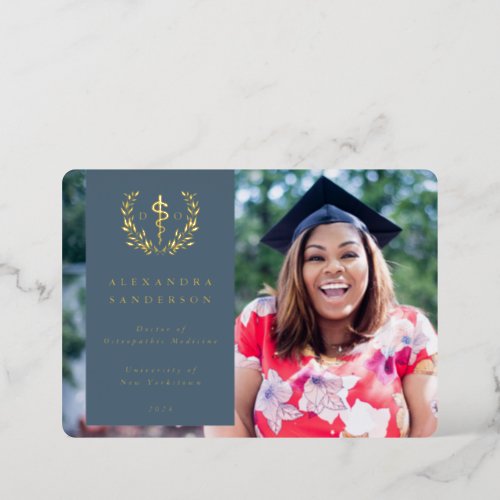 Blue DO Asclepius Graduation Photo Announcement