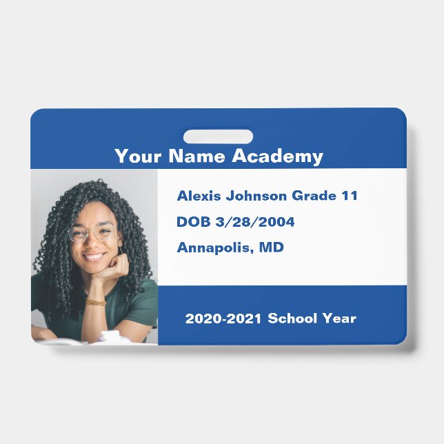 Blue Do It Yourself Custom Homeschool Photo Badge (Front)