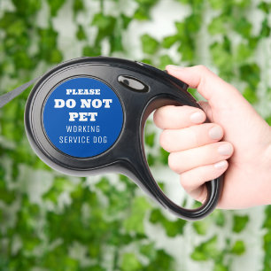 Blue Do Not Pet Working Service Dog Retractable Pet Leash