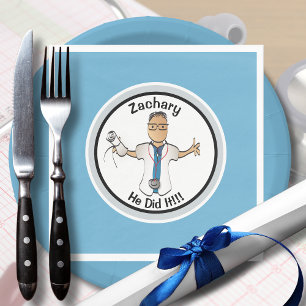 Blue Doctor Physician Medical Graduation Cartoon Napkins