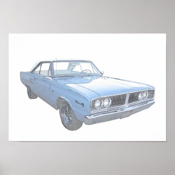 Blue Dodge Coronet Pencil Style Drawing Poster by PNGDesign at Zazzle