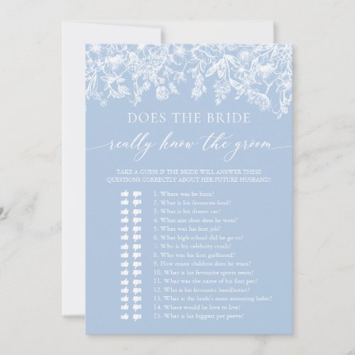 Blue Does the Bride really know the Groom Game Invitation