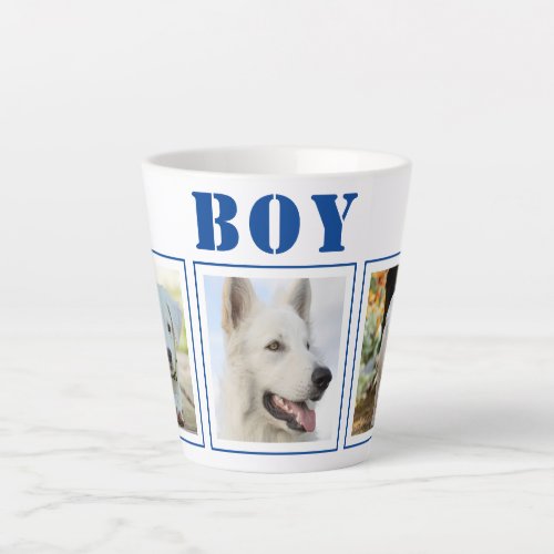 Blue Dog 3 Photo Collage with Name Latte Mug