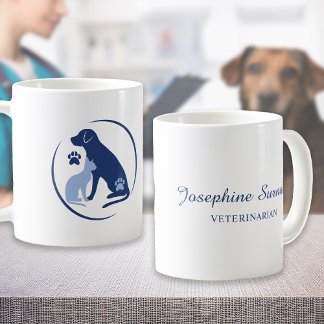 Blue Dog And Cat Logo Or Your Own Vet Clinic Logo Coffee Mug