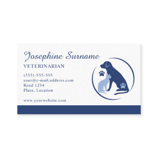 Blue Dog And Cat Logo Veterinarian Vet Clinic Business Card