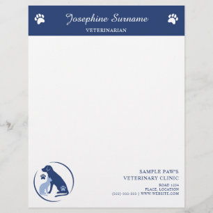 Blue Dog And Cat Logo Veterinarian Vet Clinic Letterhead