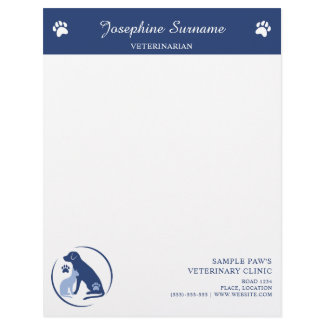 Blue Dog And Cat Logo Veterinarian Vet Clinic Letterhead