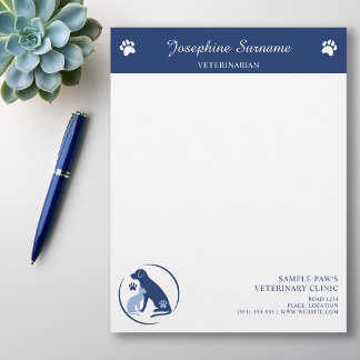 Blue Dog And Cat Logo Veterinarian Vet Clinic Letterhead