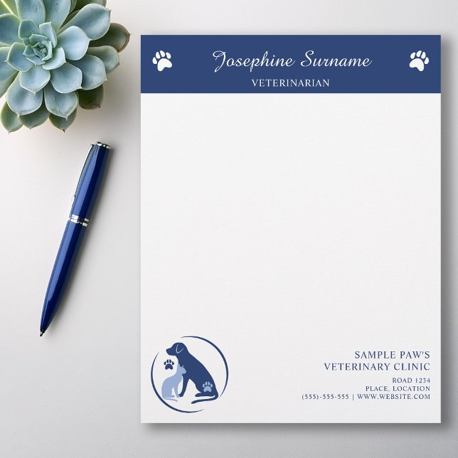 Blue Dog And Cat Logo Veterinarian Vet Clinic Letterhead (Creator Uploaded)