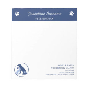 Blue Dog And Cat Logo With Custom Text Vet Clinic Notepad