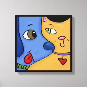 Blue Dog and Orange Cat-Togetherness Canvas Print