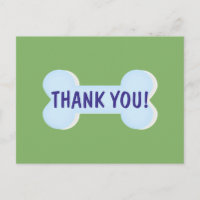 Blue Dog Bone Thank You Postcard