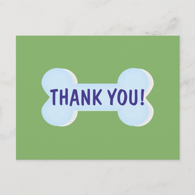Blue Dog Bone Thank You Postcard (Front)