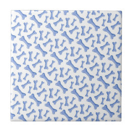 Blue Dog Bones Delicate Cute Puppies Animal Lover Ceramic Tile