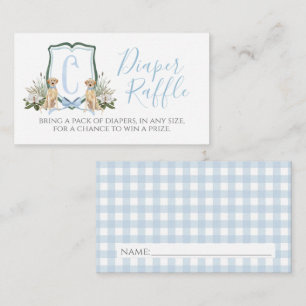Blue Dog Boy Baby Shower Diaper Raffle Enclosure Card