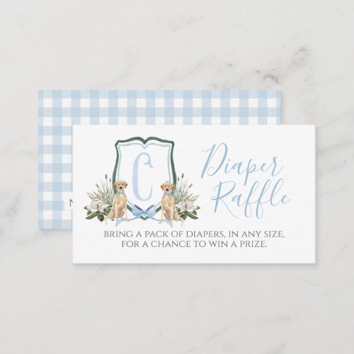 Blue Dog Boy Baby Shower Diaper Raffle Enclosure Card