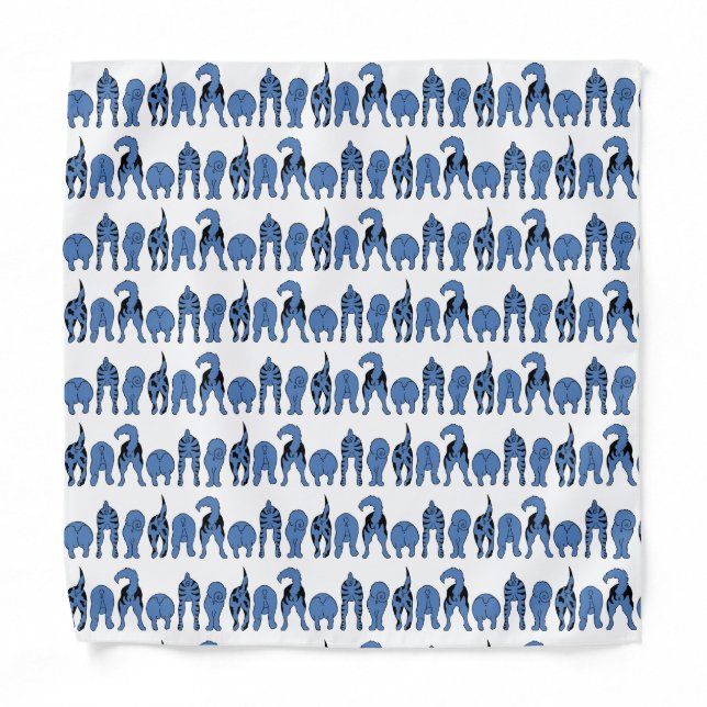 Blue Dog Butts Pattern Bandana (Front)