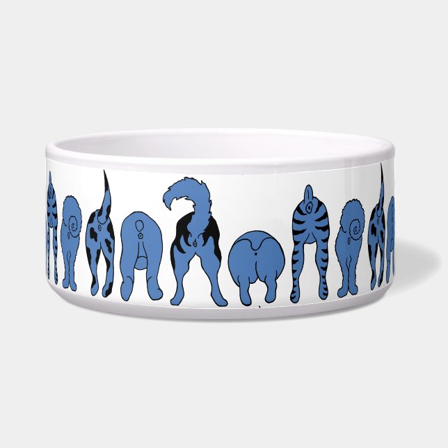 Blue Dog Butts Pattern Bowl (Front)