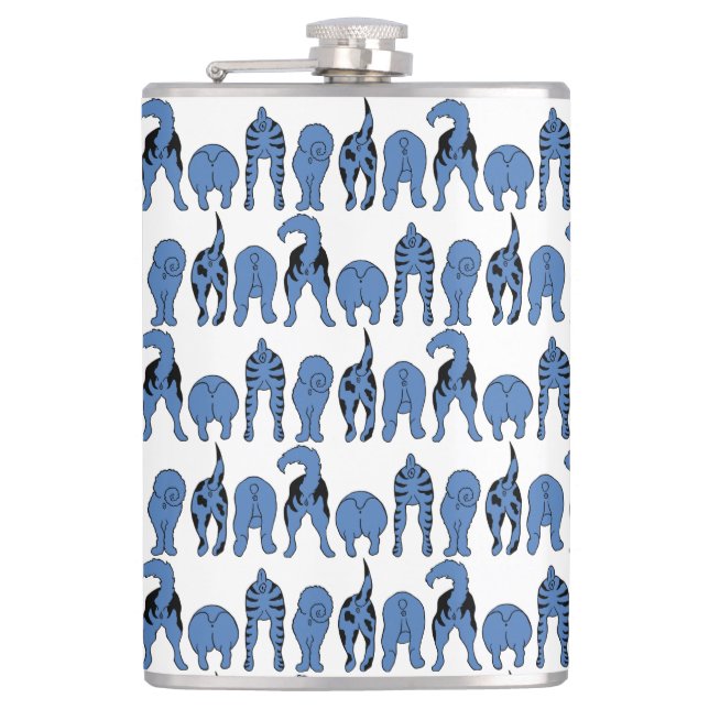 Blue Dog Butts Pattern Flask (Front)