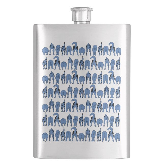 Blue Dog Butts Pattern Flask (Front)