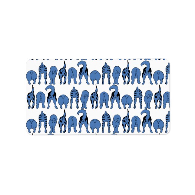 Blue Dog Butts Pattern Label (Front)