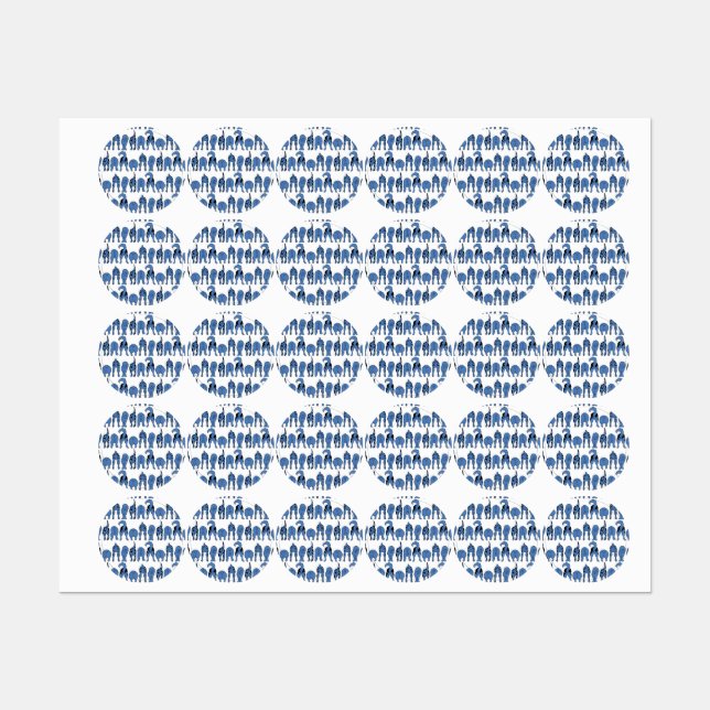 Blue Dog Butts Pattern Labels (Sheet)