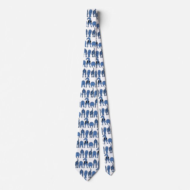 Blue Dog Butts Pattern Neck Tie (Front)
