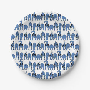 Blue Dog Butts Pattern Paper Plates